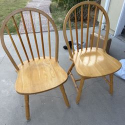 Two Blonde Wood Chairs