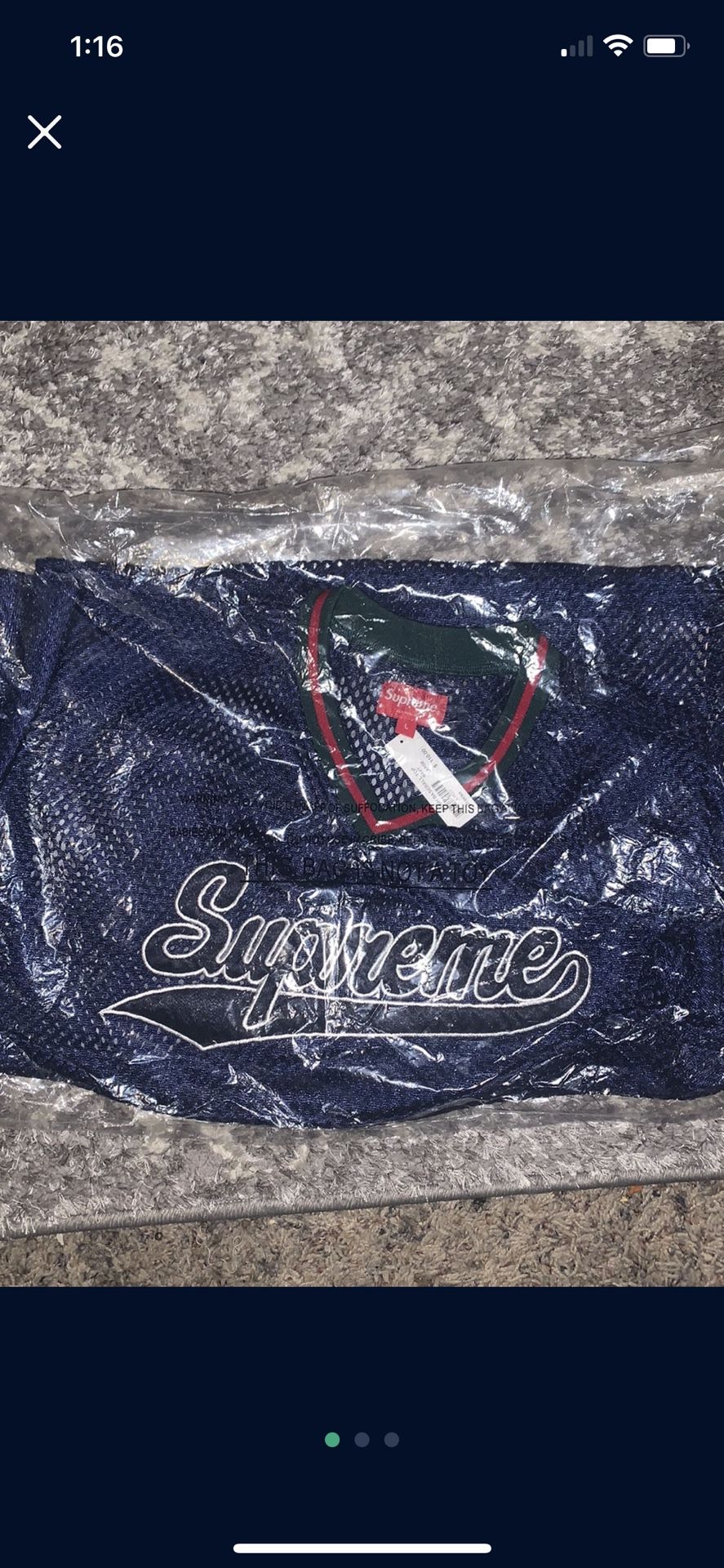Supreme Mesh Baseball Jersey (Size L)