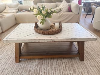 Solid wood chevron coffee table
