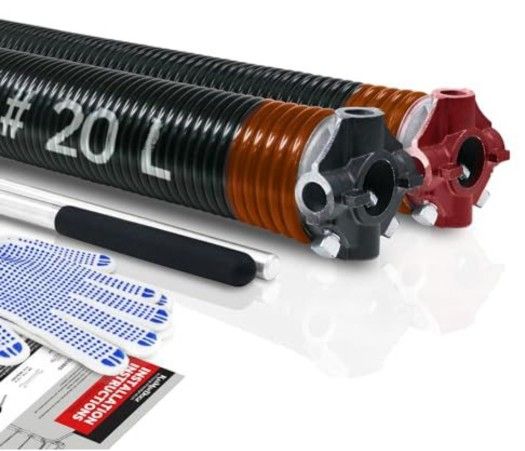 KaiMinDogz Pair of 2" Garage Door Torsion Springs Set with Non-Slip Winding Bar & Gloves,High Precision Electrophoresis Black Coated, for Replacement 