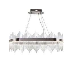 New LED Chandelier Crystal K9 Oval Sand Nickel Lighting Hanging LED 3 Color Temp