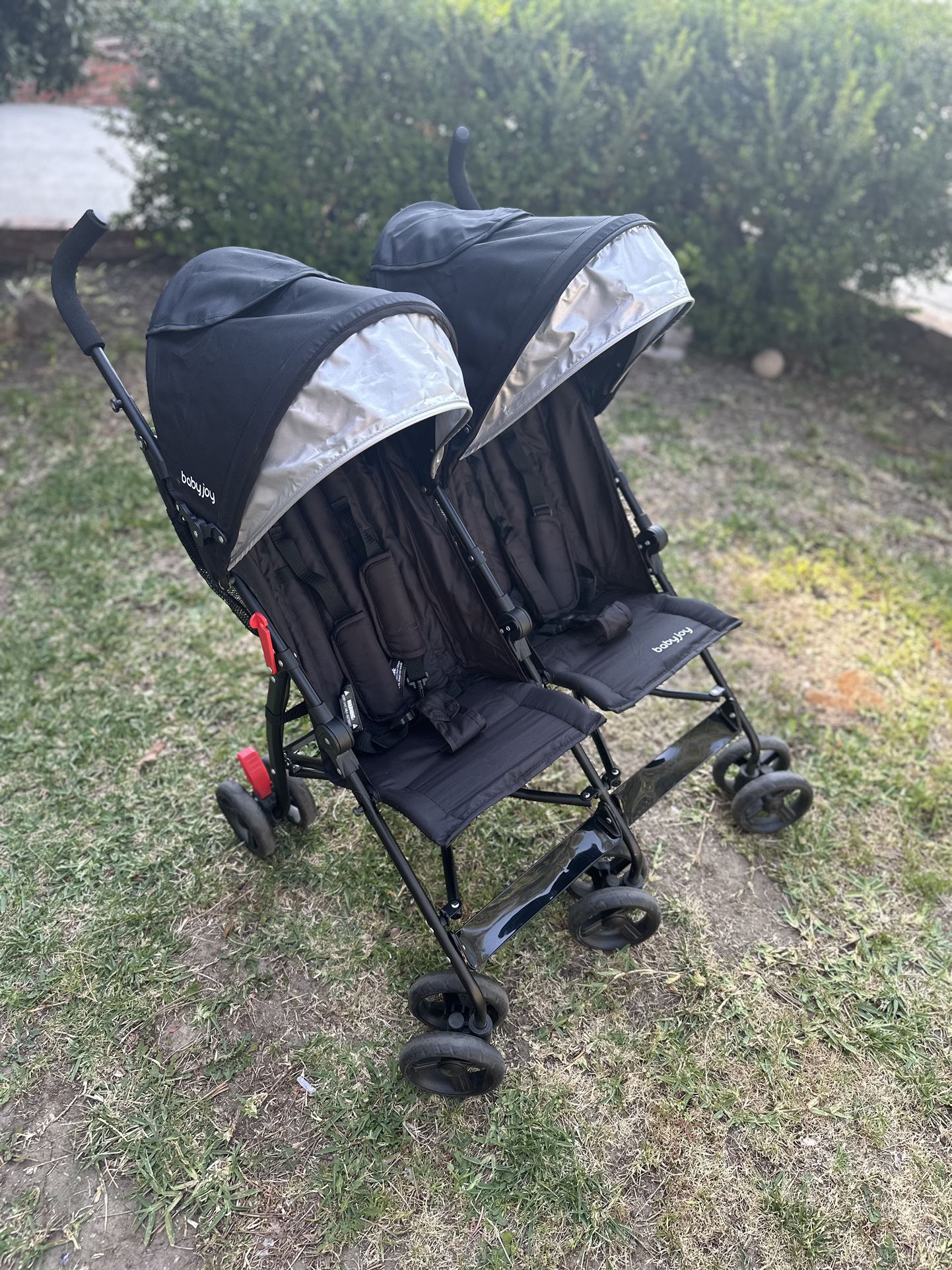 Double Light-Weight Stroller With 5-Point Harness, Sun Canopy, Cup Holder, Reclinable
