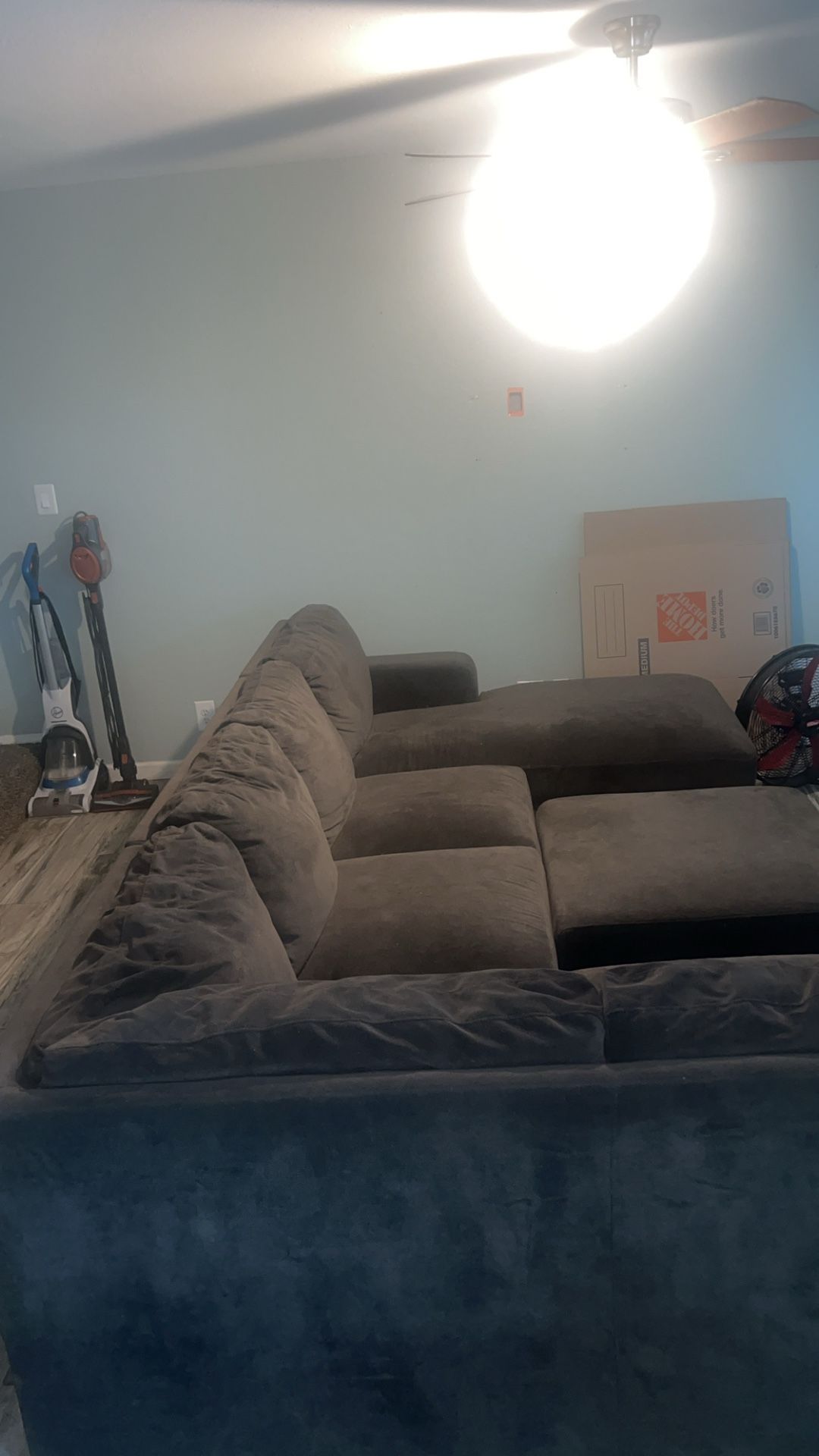 Brown Sectional With Ottoman