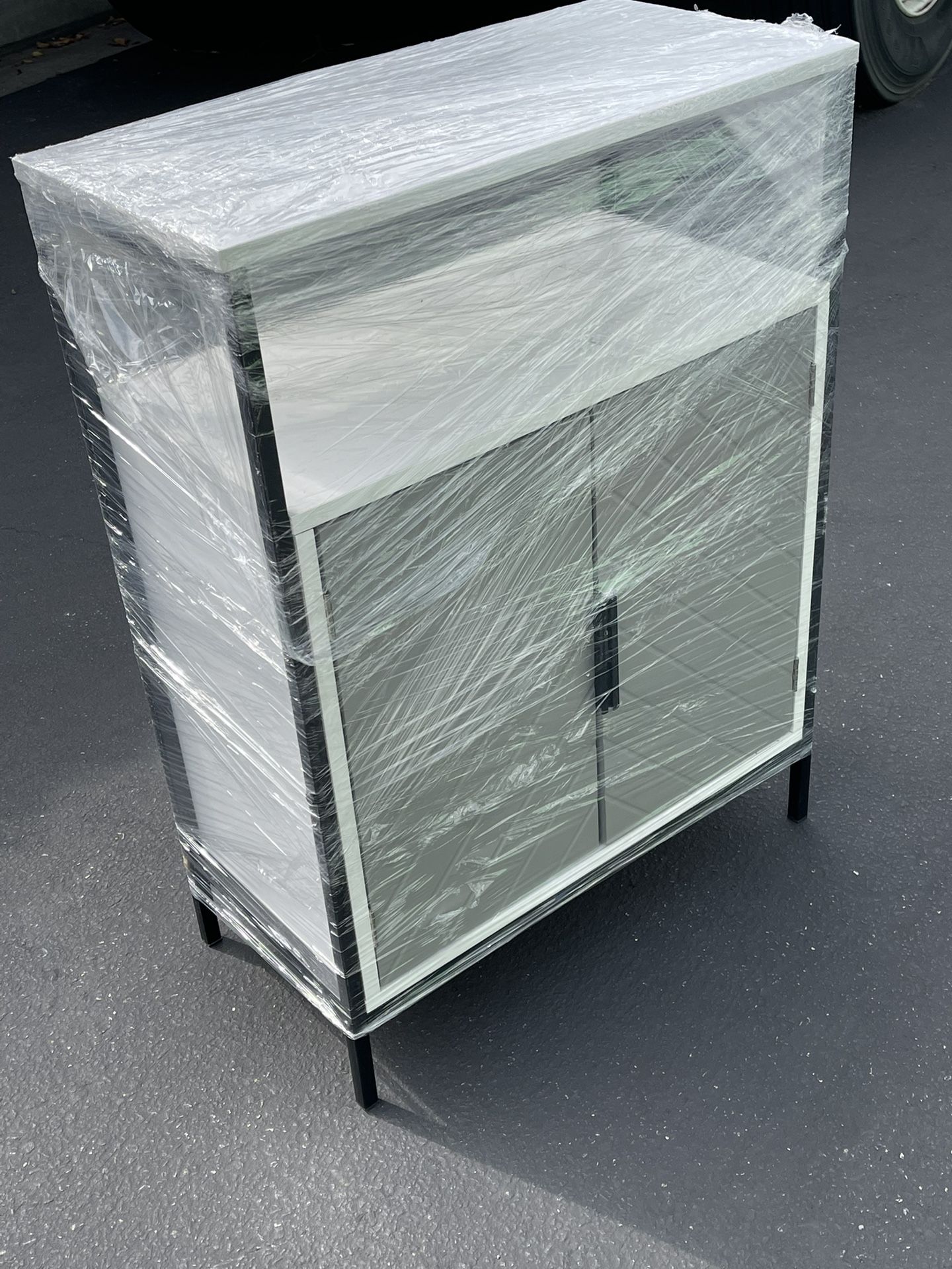 Storage Cabinet with Open Shelf