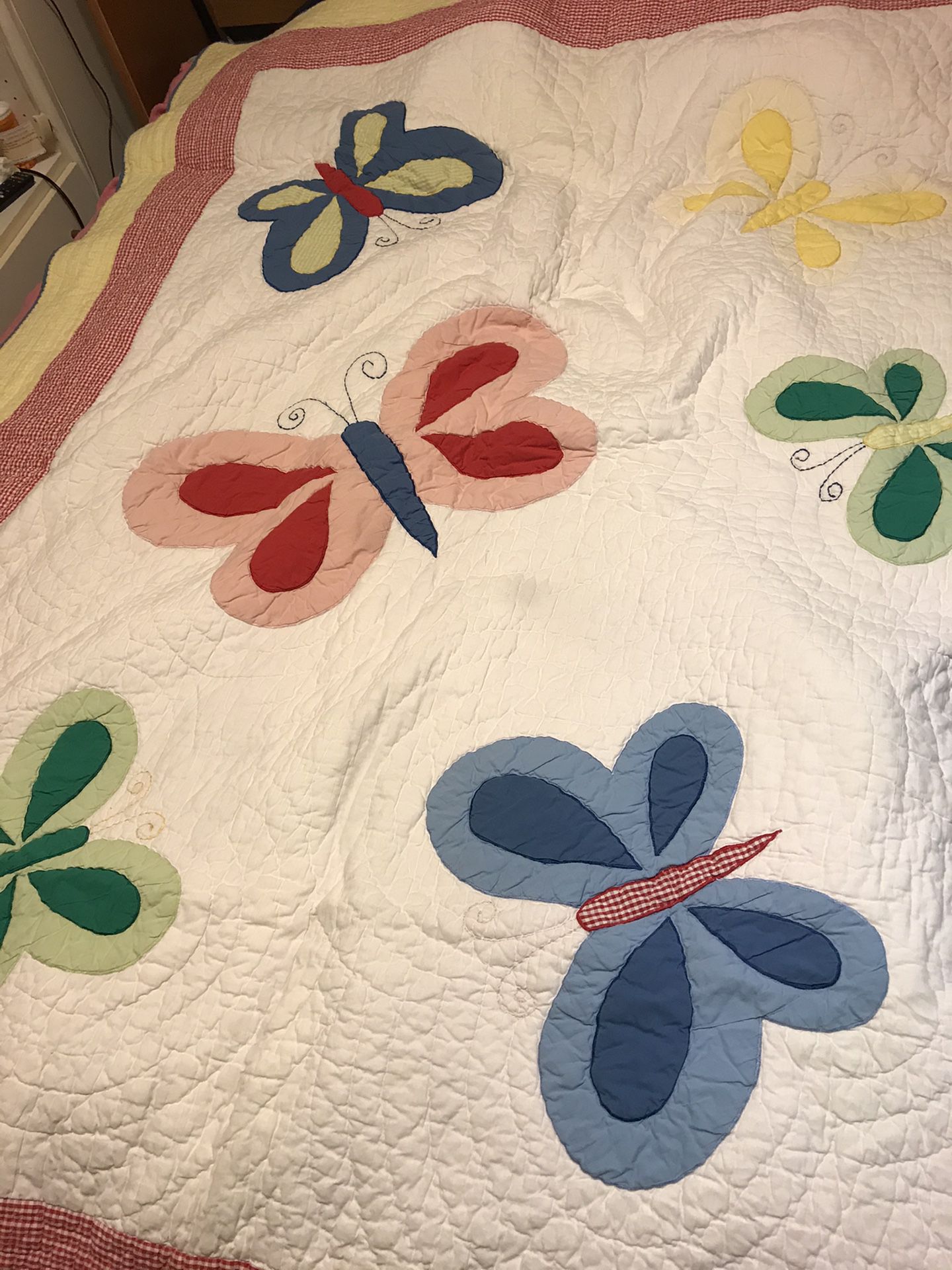 Girl’s room quilt with butterflies