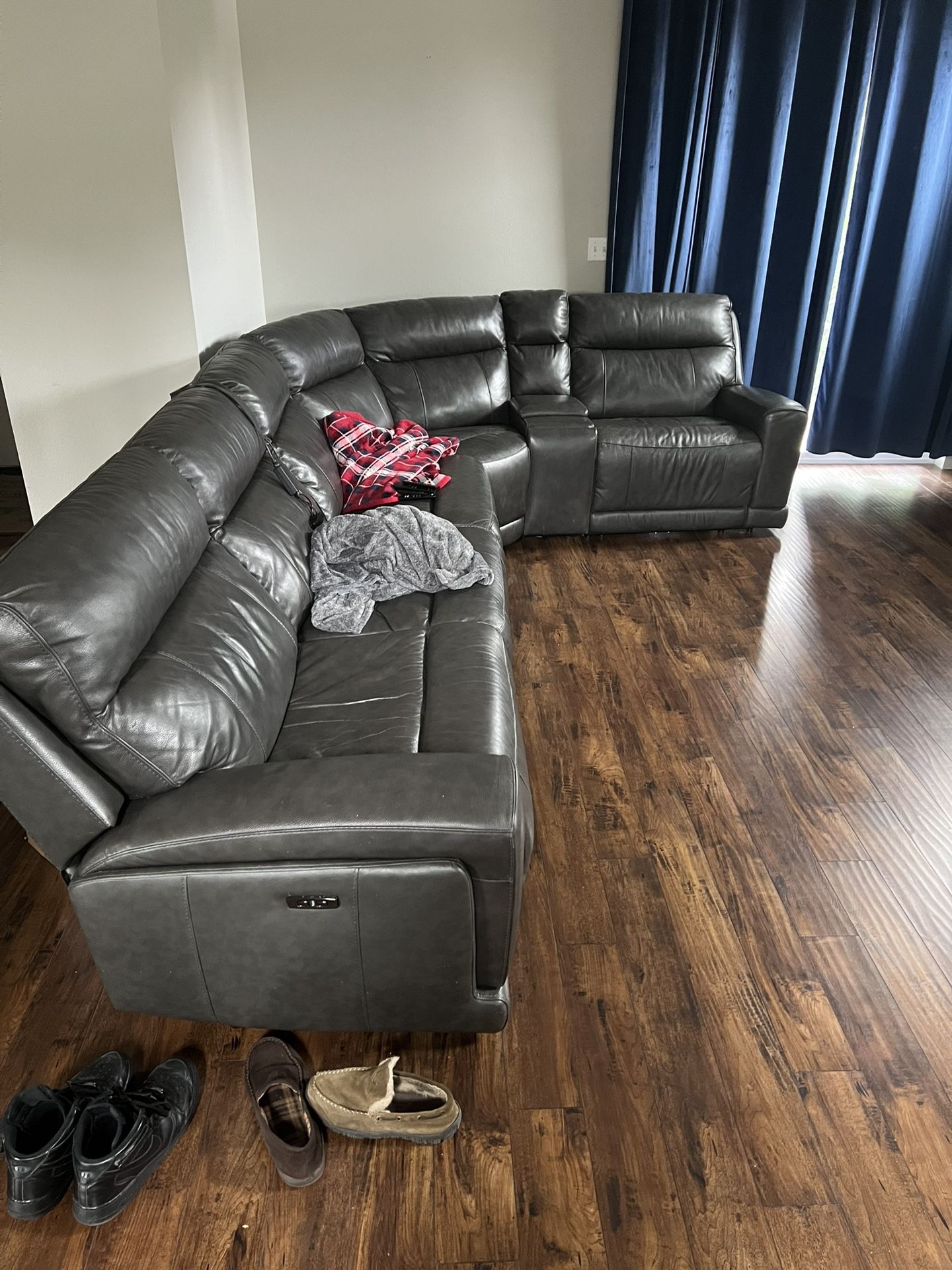 Electric Reclining Sectional With storage Faux Leather