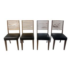 Set of 4 Wood Ladder-Back Dining Chairs