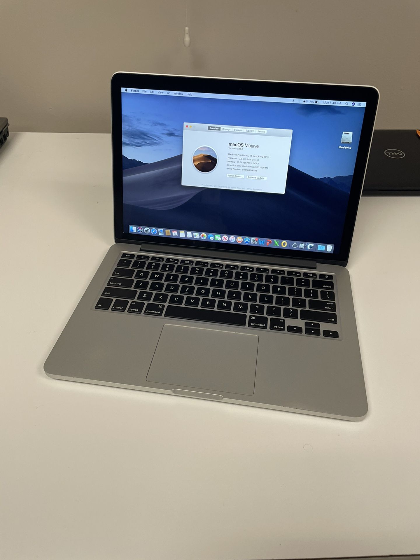 2015 13” MacBook Pro Retina 2.90ghz Core i5 16gb RAM 512gb Flash macOS Mojave