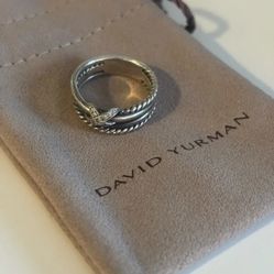 David Yurman X Crossover Band Ring Sterling Silver with Diamonds