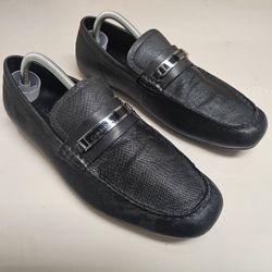Calvin Klein  Loafers Shoes Slip On Size 9.5 Mens Black No Lace Dress Casual