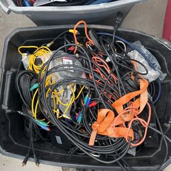 Bin Of RCA Cables And Other Wires