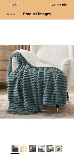 Bedsure Soft Sherpa Blanket Fluffy Dark Green Gift Twin 60"x80" Cozy Fuzzy Comfort Fleece, Thick Plush Warm Fall Winter Bedding, Gift for Women Men, H