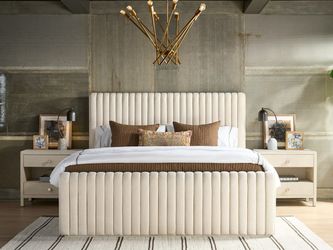 Strata Mist/Levi Oyster Queen Bed
