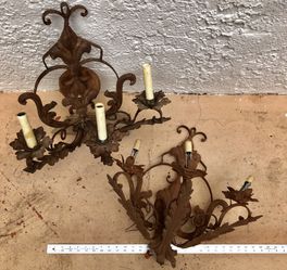 Vintage Rustic Black Wrought Iron Candelabras