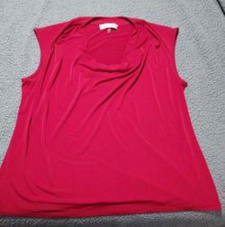 KASPER Women's Stretch Lightweight Polyester Cowl Neck Tank size xl Red