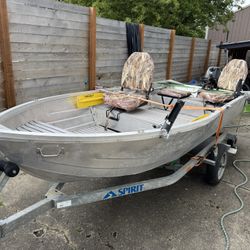 13ft Aluminum V-hull Boat With 15hp Motor