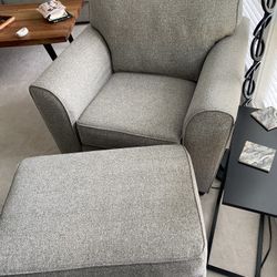Chair And Ottoman- Gray