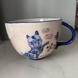 New Anthropologie Nathalie Lété Titania Cat Coffee Mug Tea Cup. 