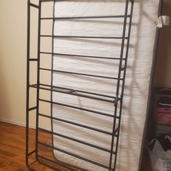 Twin Mattress, Bet Frame And Metal Box Spring. 