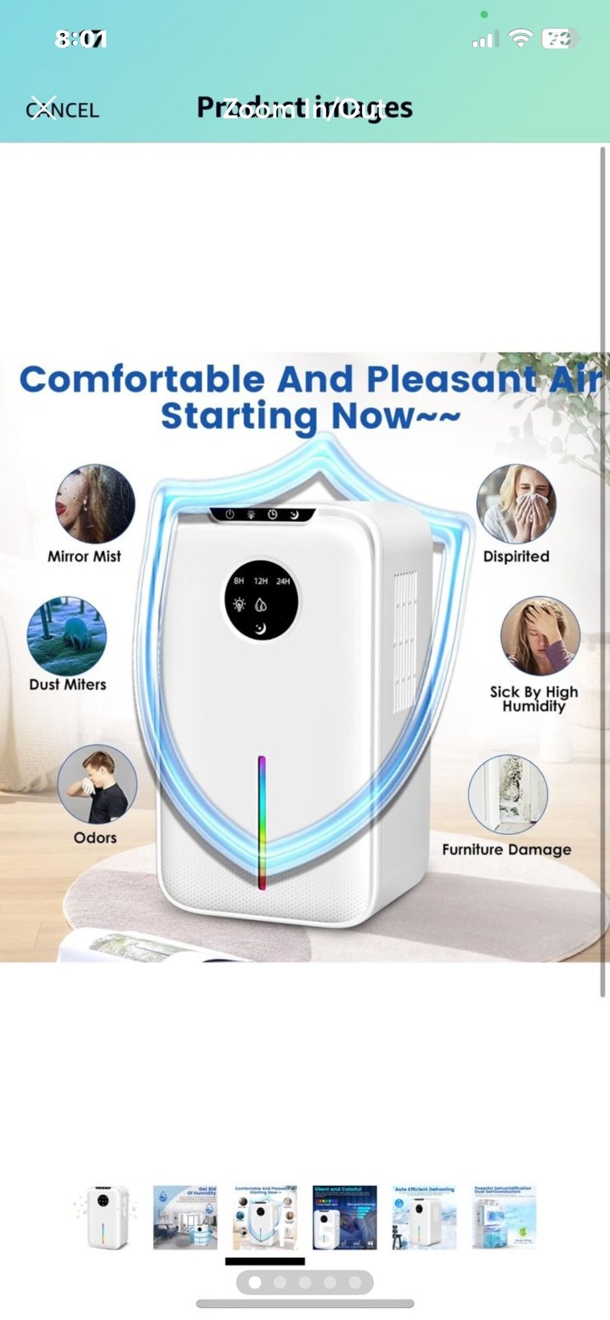 2.5L Electric Moisture Absorber Portable Home Desiccant Air Dryer Dehumidifier P
