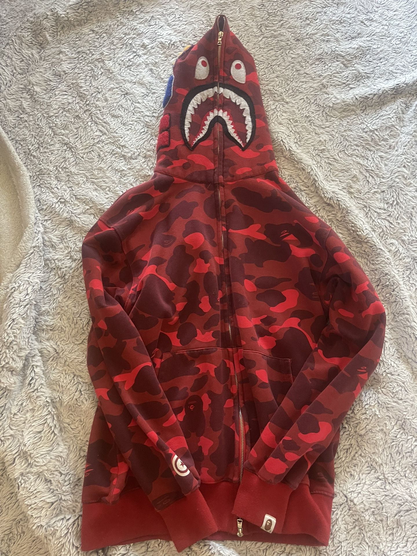Red Authentic Bape Hoodie