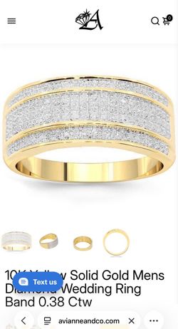 Mens Diamond Gold wedding ring band Avianne and Co