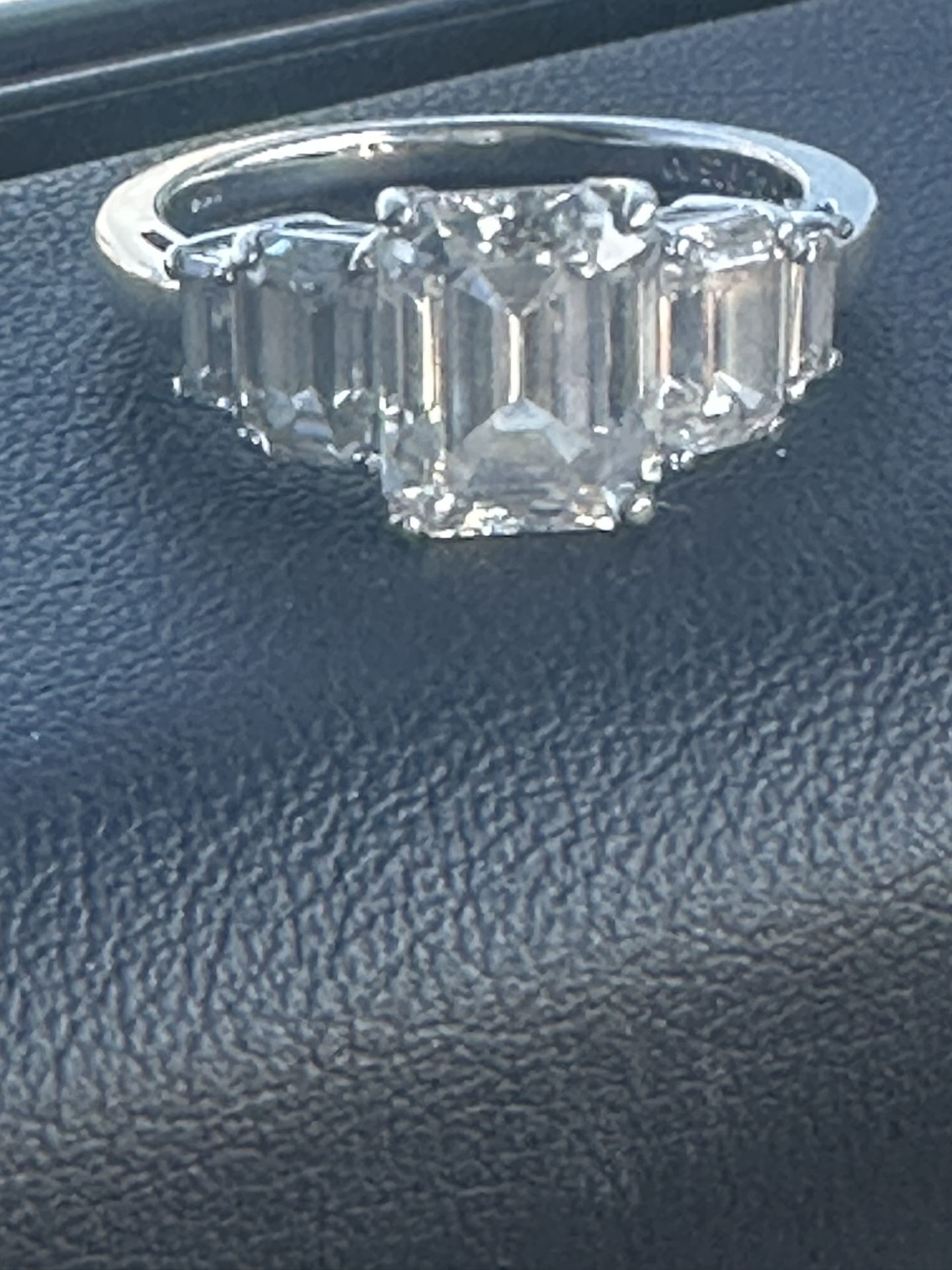 Moissanite Diamond 5 Stone Ring Set In 925 Silver