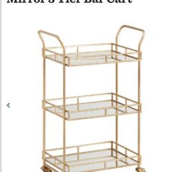 Antique Brass 3 Tier Bar Cart