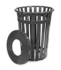 Metal Trash Can Outdoors