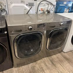 LG stainless steel frontload washer and dryer set electric