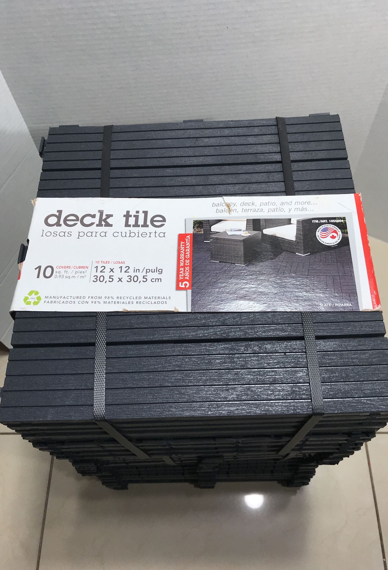 Multy Home 30 pack Deck Balcony Tiles (Black)