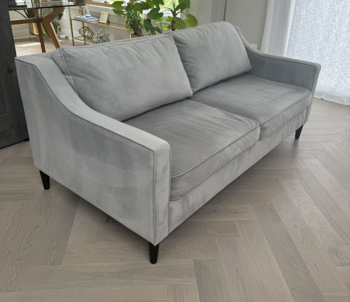 West Elm Paidge Sofa in Velvet Performance / Excellent Condition / Delivery Available