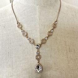 Gold Tone Rhinestone Bling Necklace  