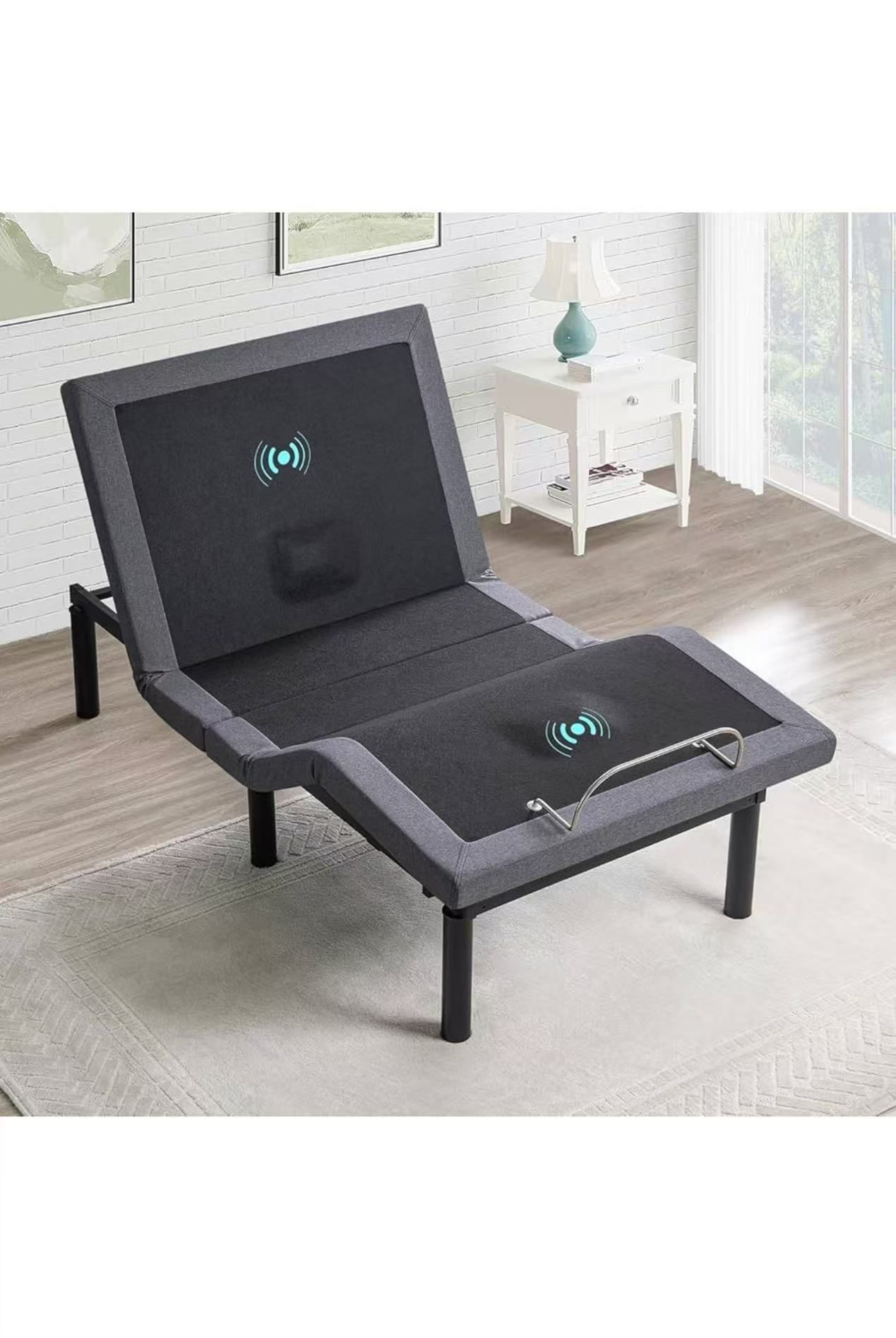 Idealbase adjustable bed frame twin with Lumbar Support & Head Tilt, Foot Incline, Back & Leg Massage, USB Ports, Massage Bed with Wireless Remote, A