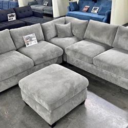 New 99x99 Sectional Couch With Ottoman / Free Delivery 