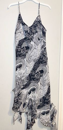 Black and White Dress Marble Print Slip Dress