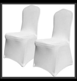 100 count | White Spandex Wedding Linen Dining Chair Covers Flat Front Durable ~ New