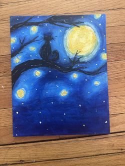 Night Sky Cat Painting 