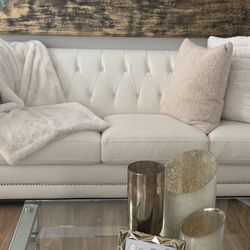 Faux White Leather Couch 