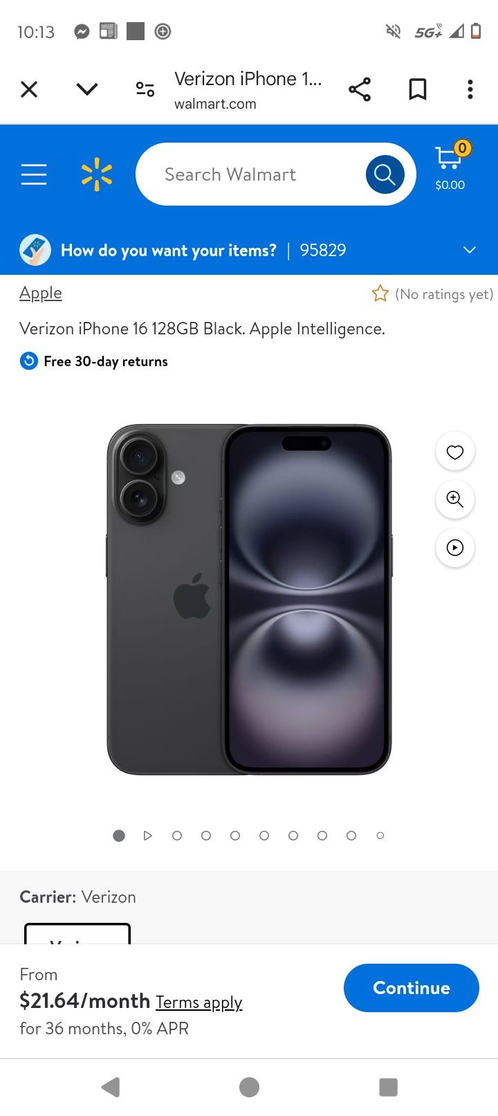 iPhone 16 Verizon 128 gb Black
