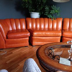 Orange Leather Sofa