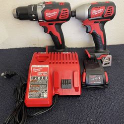 M 18 18V lithium ion cordless 1/2".Drill Drive & 1/4". Hex impact driver( Battery And Charger Included)