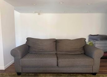 Gray Herringbone Fabric Sofa