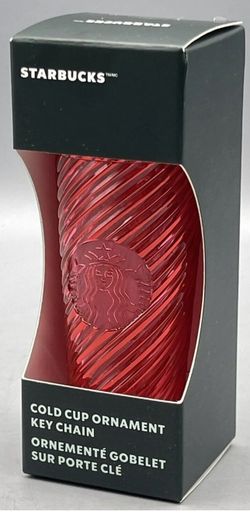 Starbucks Red Swirl Cold Cup Ornament Key Chain