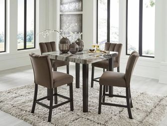Marble-Look Counter Height Dining Set for an Elevated Feel