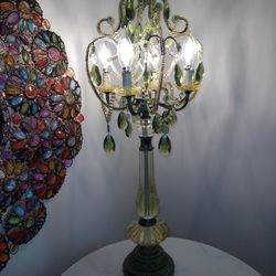 Absolutely Beautiful Green Vintage Chandelier Lamp From The Late 70's (Priced Online For $400 Each)