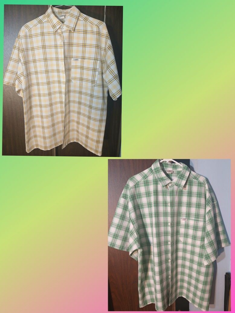 $15 for 2 - Vintage CAL TOP Men's Short-Sleeved Collared Plaid Shirts 2XL $10/ea