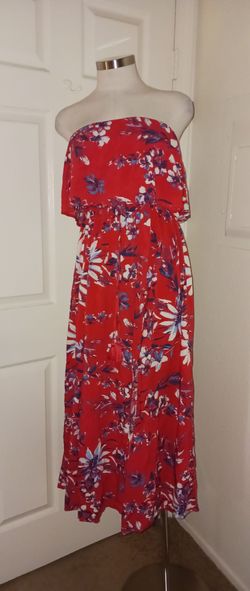 Multicolor strapless maxi dress
