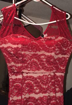 Red W/ Beige Under Slip Formal/Party/ Prom Dress Size M