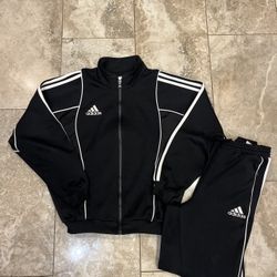 Vintage Y2K Adidas Three Stripe Tracksuit Set Jacket & Pants 2001 Sz Medium 